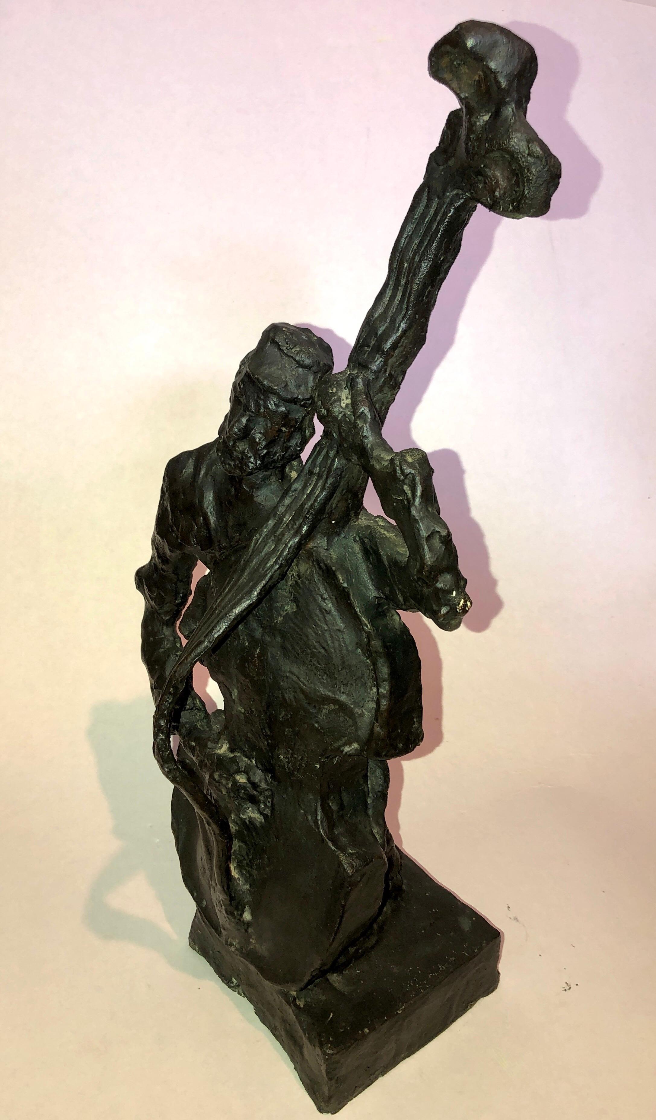 Russian French Judaica Jewish Shtetl Wedding Klezmer Musician Bronze Sculpture For Sale 3