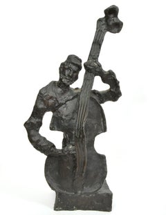 Sculpture en bronze d'un musicien Klezmer d'un mariage juif de style français et judaïque, russe