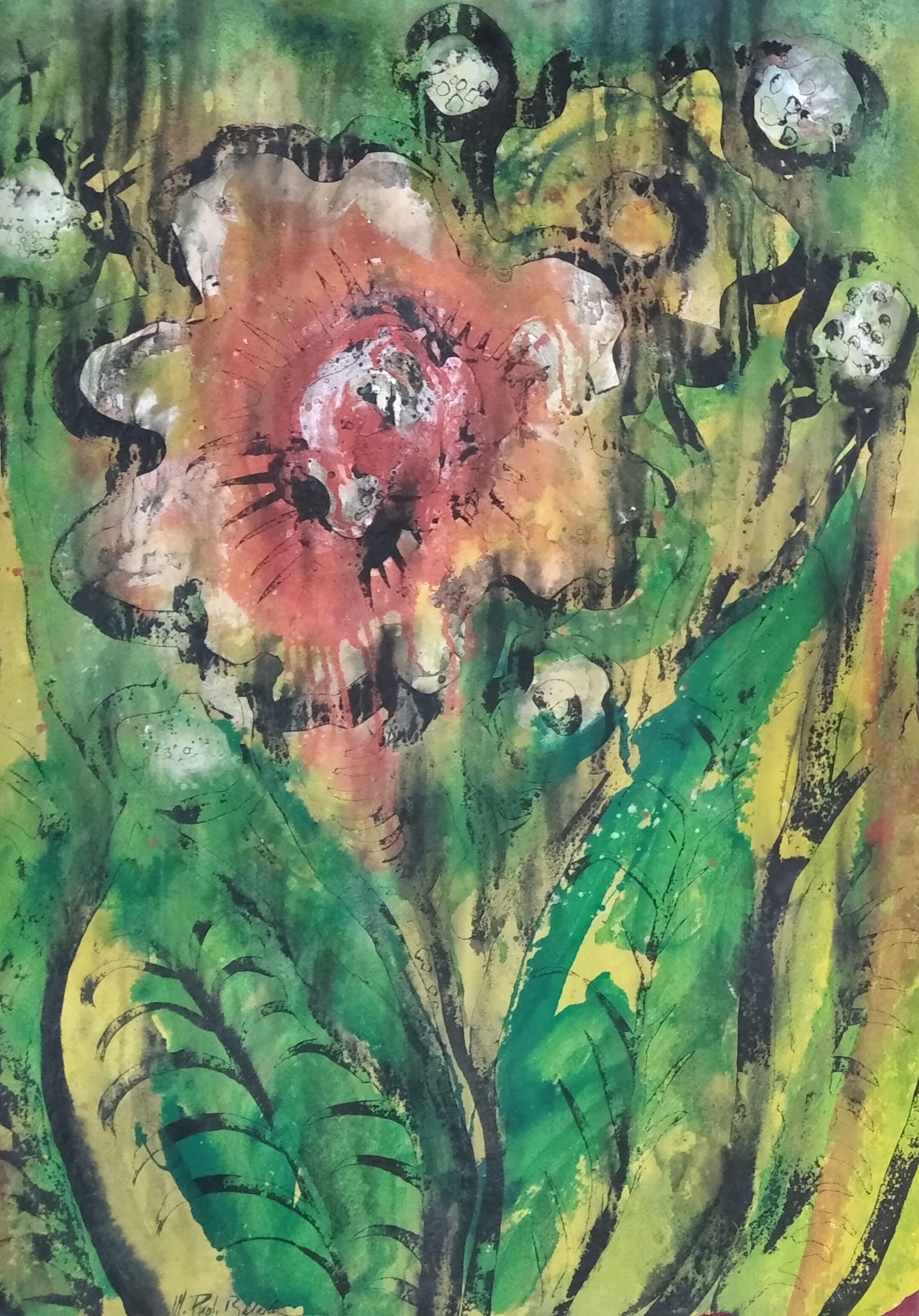 Manel Pujol Baladas Abstract Painting - En la profundidad de la selva