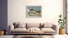 Manes Lichtenberg  Winter Landscape in Arlberg Oil on Canvas Painting, Signed