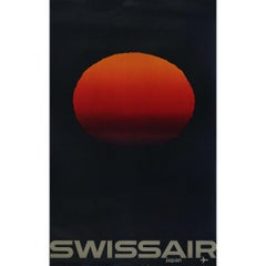 Retro 1964 original travel poster Swissair Japan