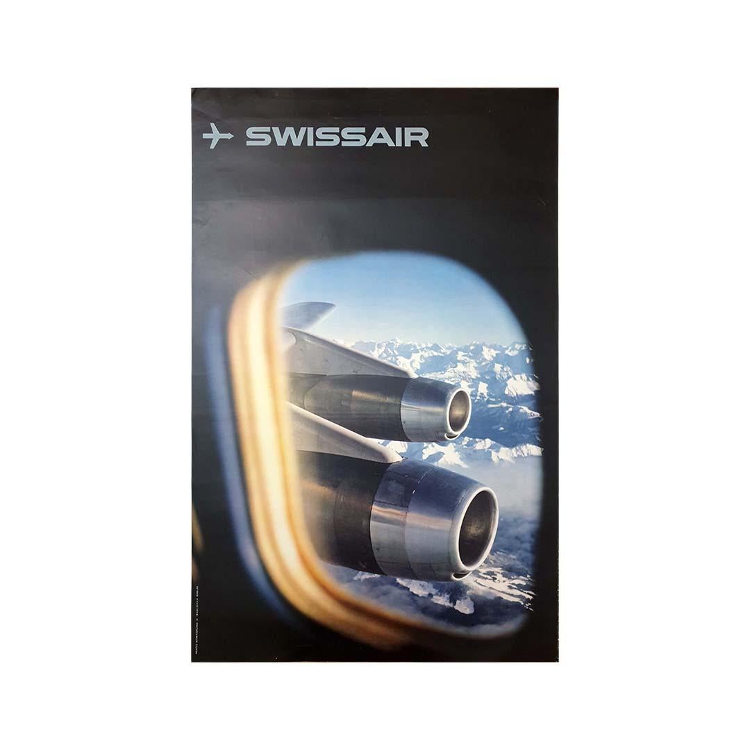 1961 original poster by Bingler for Swissair, featuring the Convair Coronado 880 For Sale 2