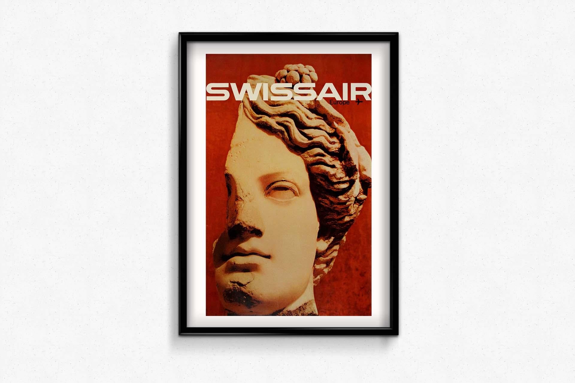 1964 entwarf Bingler Manfred für die Swissair ein fesselndes Reiseplakat, das für Reisen nach Europa warb. Dieses Plakat bringt den Charme und die Vielfalt der europäischen Reiseziele auf wunderbare Weise zum Ausdruck und lockt den Betrachter mit