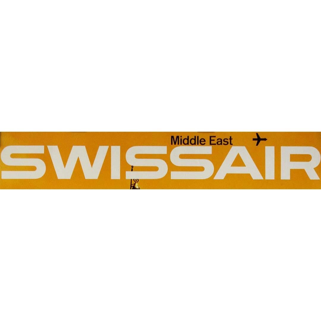 1964 original travel poster by Bingler Manfred for Swissair to the Middle East For Sale 1
