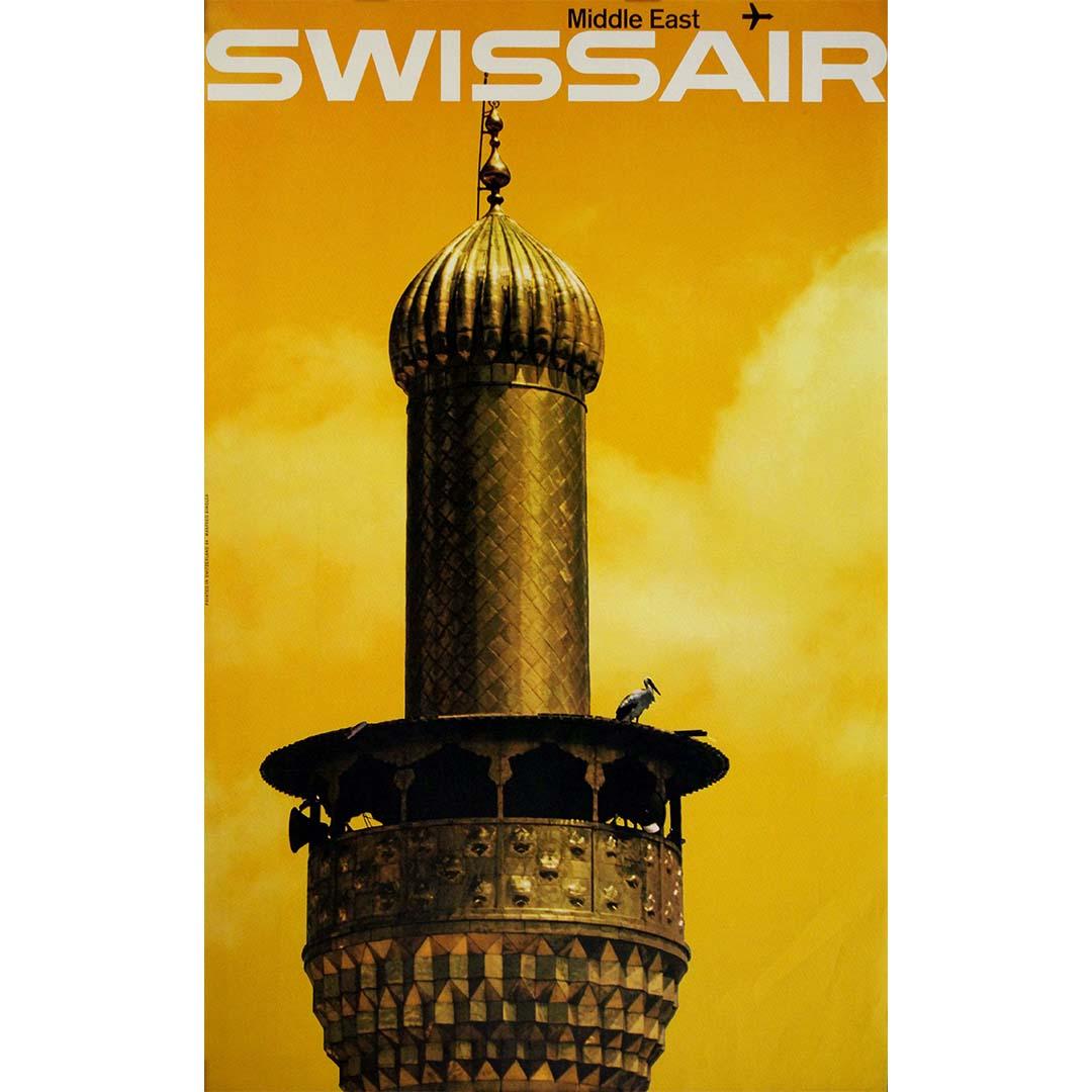 1964 original travel poster by Bingler Manfred for Swissair to the Middle East - Print by Manfred Bingler