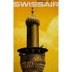 1964 original travel poster by Bingler Manfred for Swissair to the Middle East