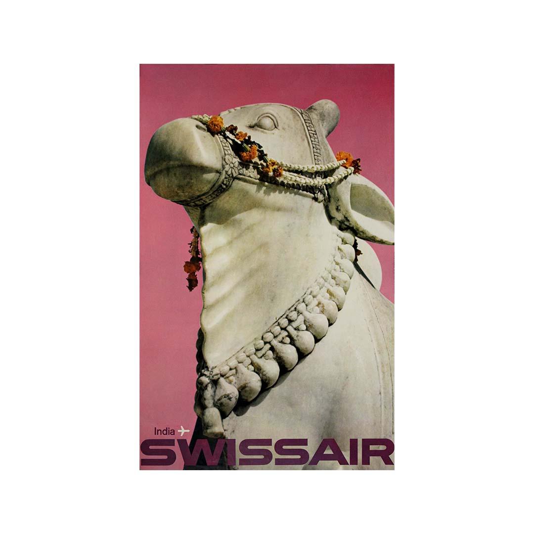 Originales Reiseplakat von Bingler Manfred für Swissair nach Indien, 1968 im Angebot 2