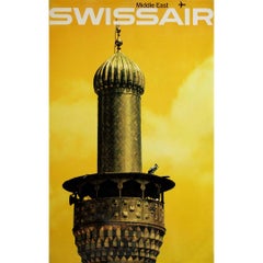 Affiche originale de Manfred Bingler créée en 1964 pour Swissair Middlle East