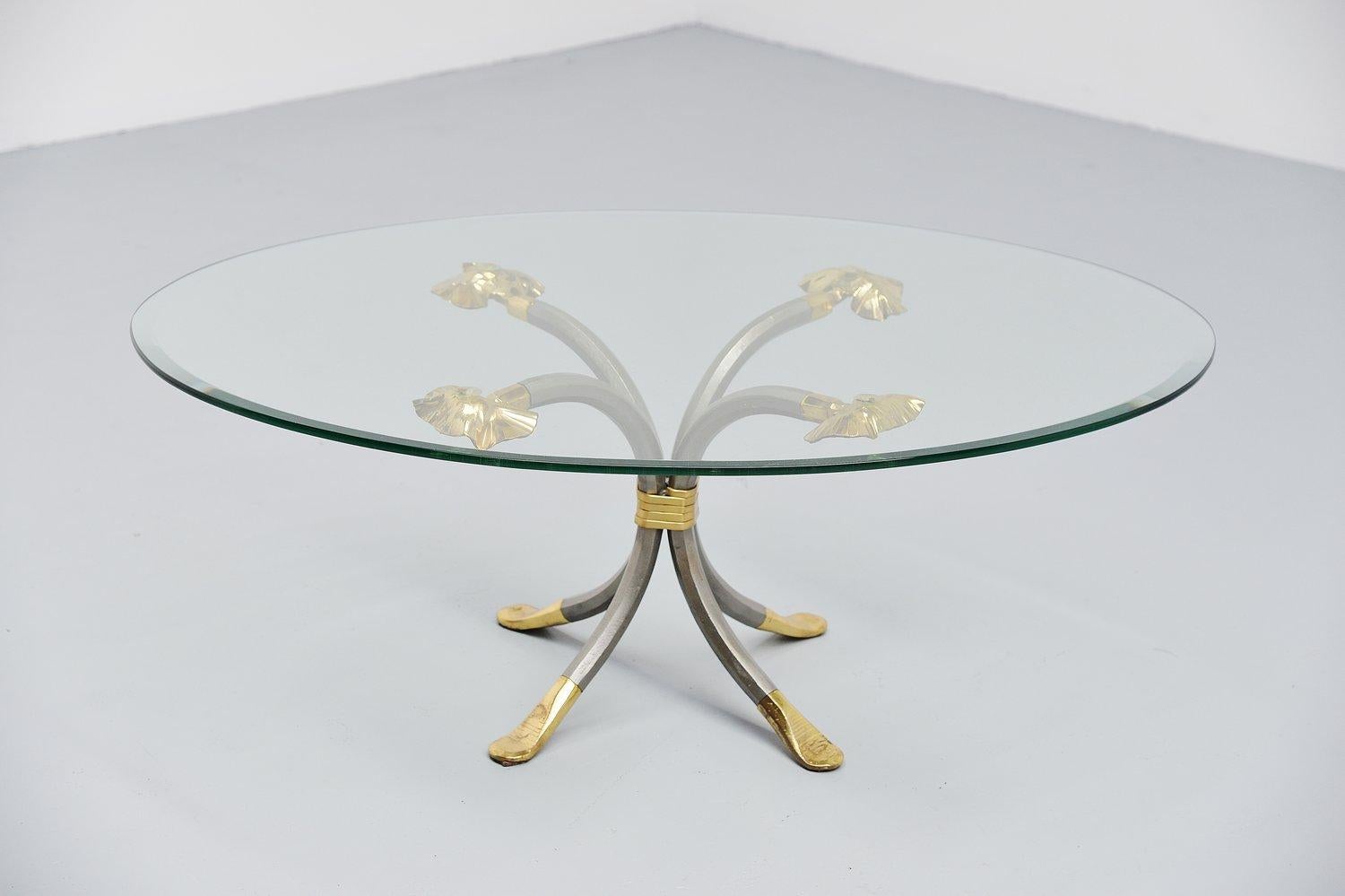 Hollywood Regency Manfred Bredohl Brass and Iron Coffee Table, Germany, 1970