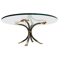 Antique Manfred Bredohl Brass and Iron Coffee Table, Germany, 1970