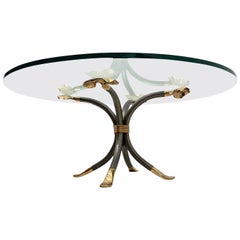 Antique Manfred Bredohl Brass and Iron Coffee Table, Germany, 1970