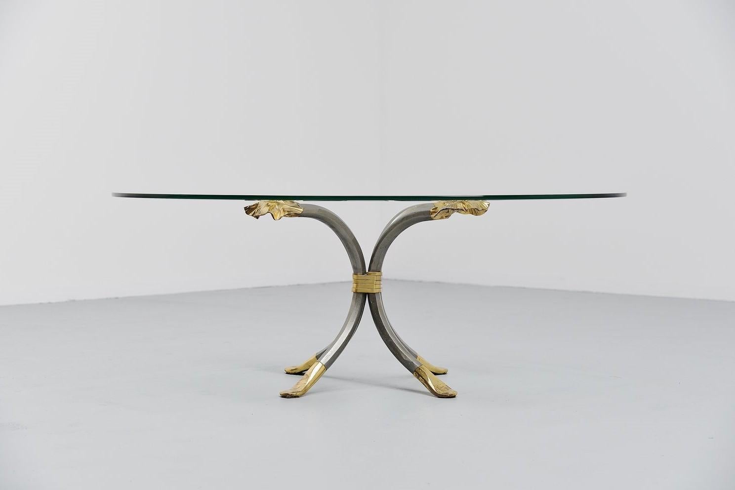 Late 20th Century Manfred Bredohl coffee table in brass and iron Germany 1970 For Sale