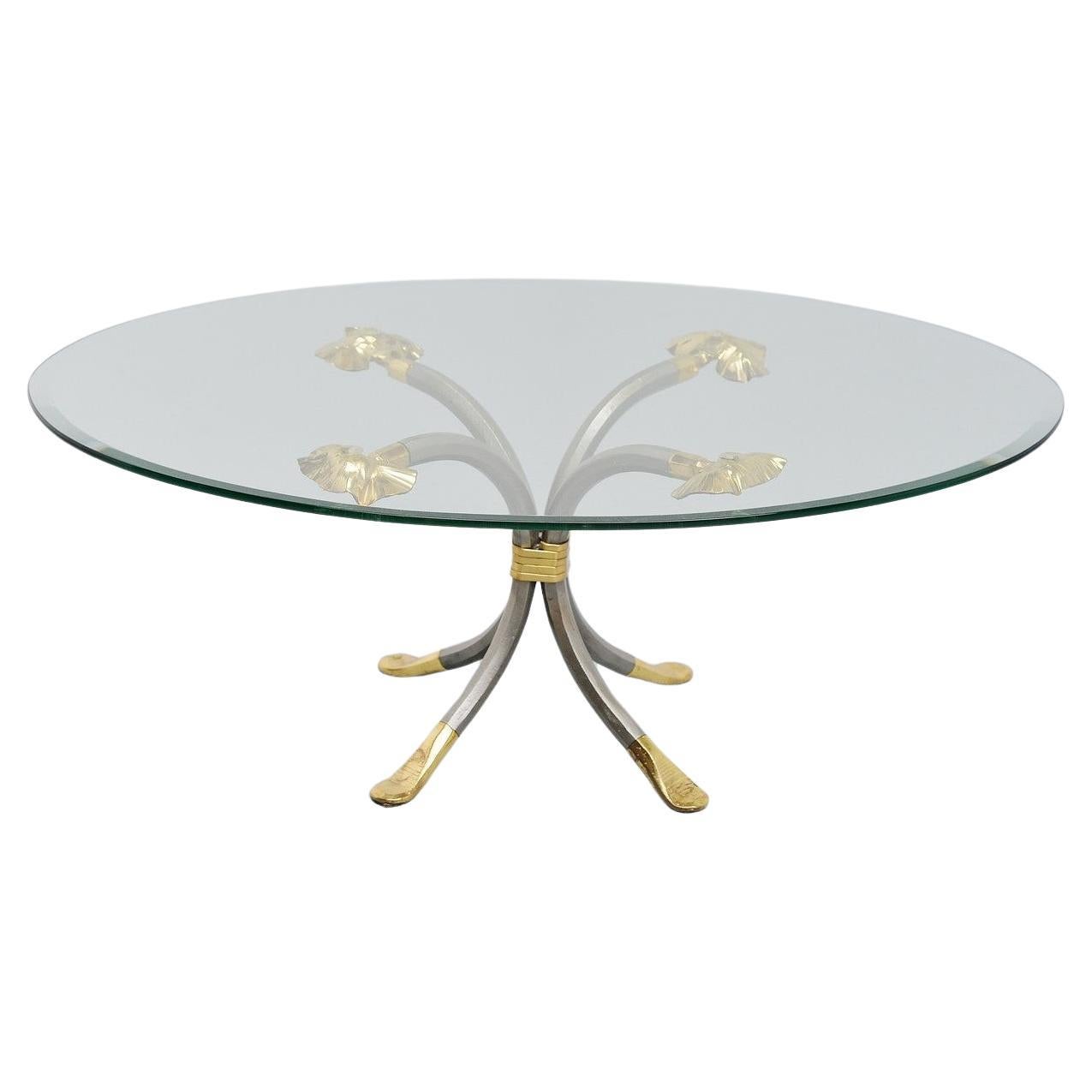 Manfred Bredohl coffee table in brass and iron Germany 1970 For Sale