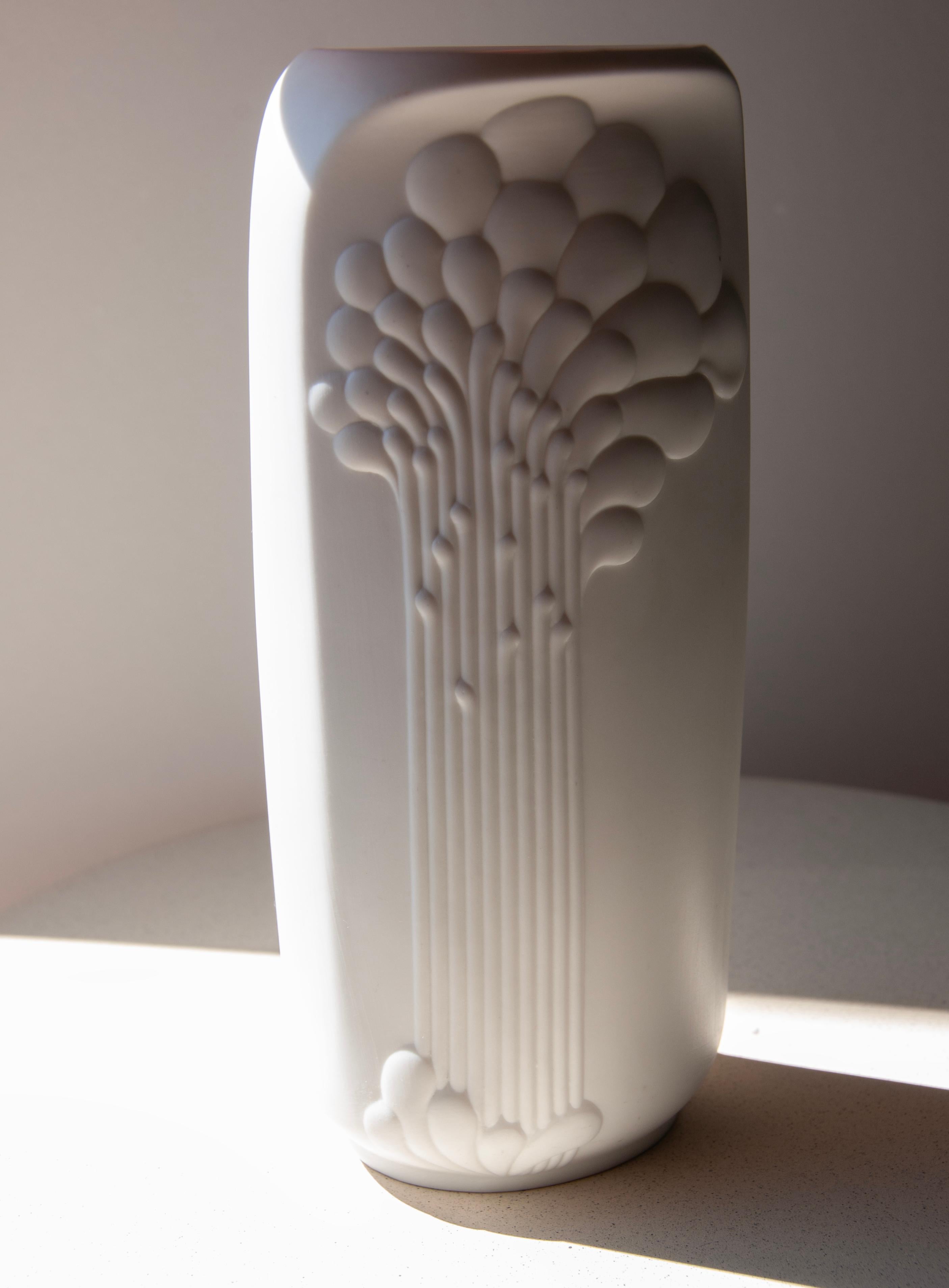 German Manfred Frey for AK Kaiser White Art Deco Bisque Porcelain Vase, 1960s