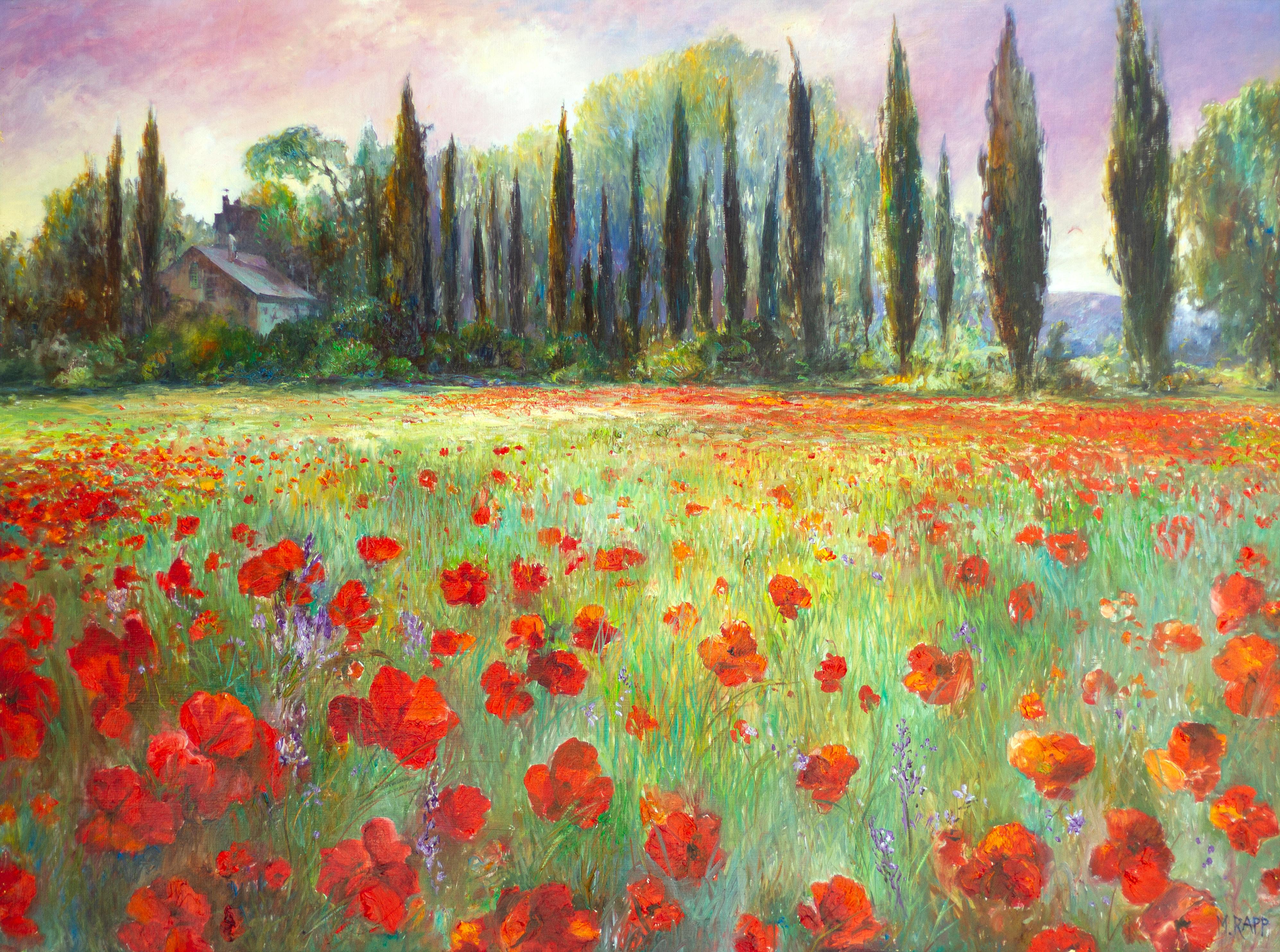 "Poppy Field" Evening Landscape with Red Poppies