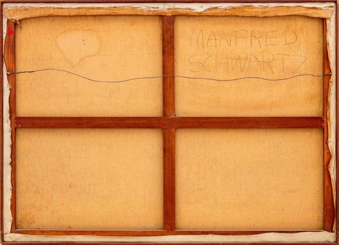 B. Schwartz (americano, nato a Wood, 1909-1970), Beach Expanse, Olio su tela, firmato in basso a sinistra, firmato e con Art Students League Red Dot al verso, cornice in legno. Immagine: 36