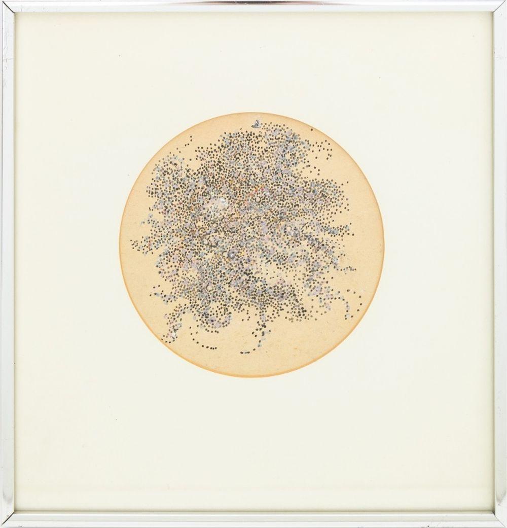 Abstract Painting di Manfred Schwartz - Composizione puntinista Tondo Celeste