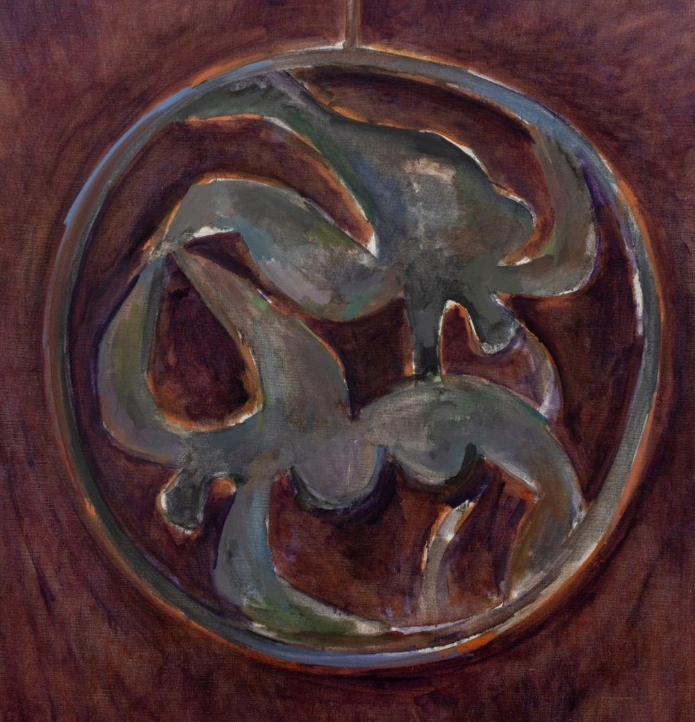 L'anello in prugna - Abstract Painting Nero di Manfred Schwartz
