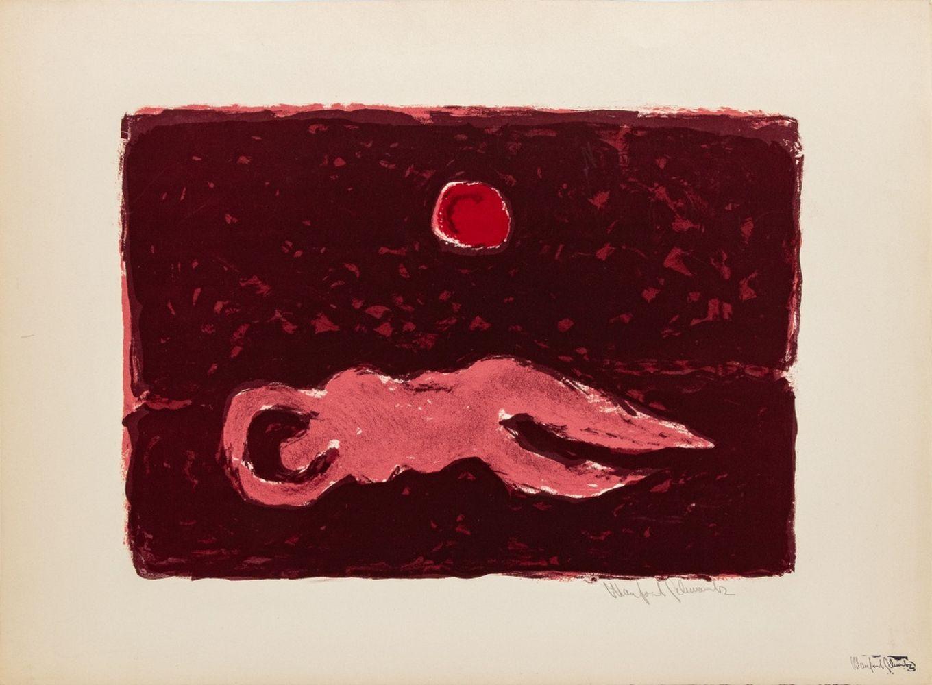 Manfred Schwartz Abstract Print - "August Moon"