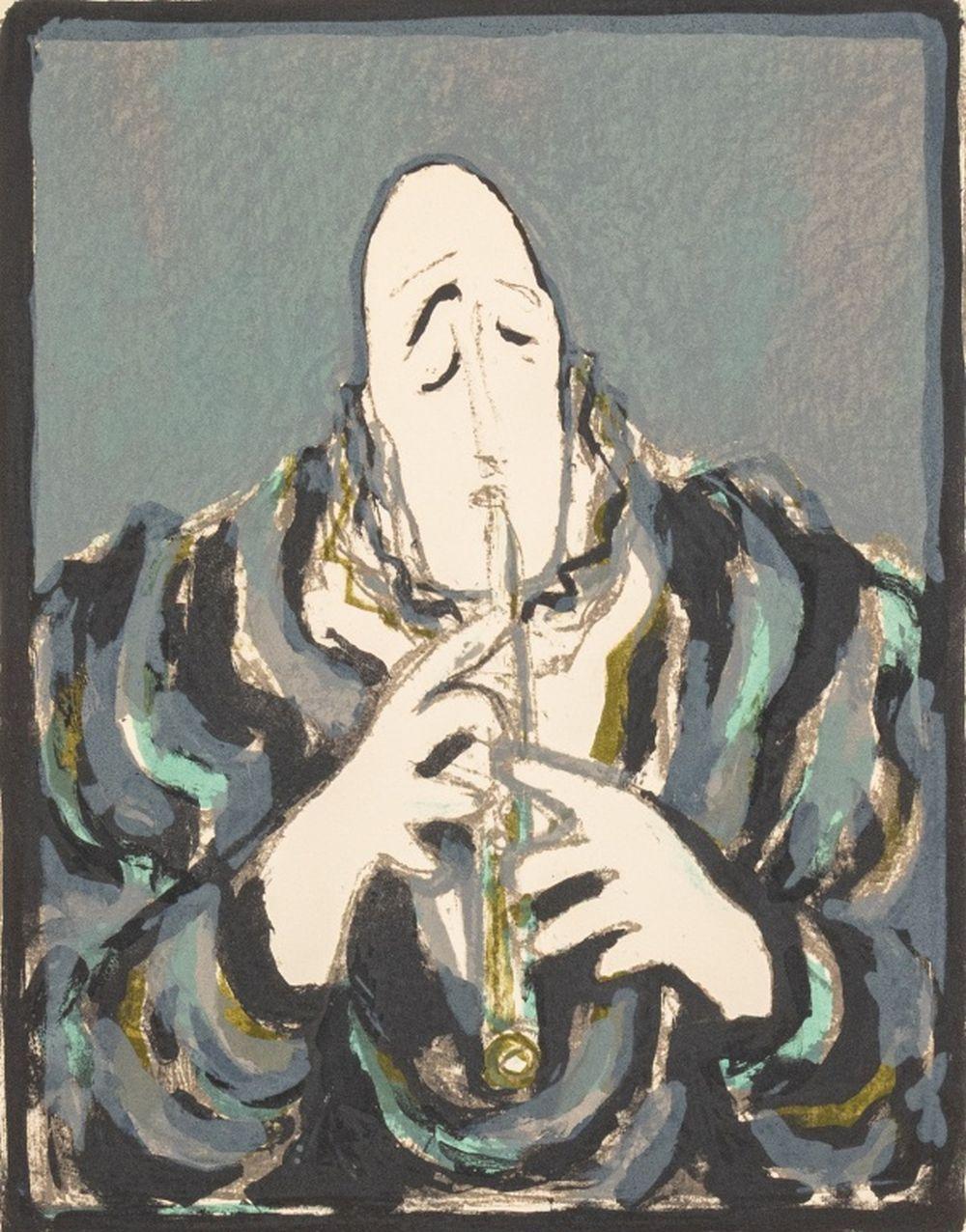 Medrano Clown with Clarinet - Print by Manfred Schwartz