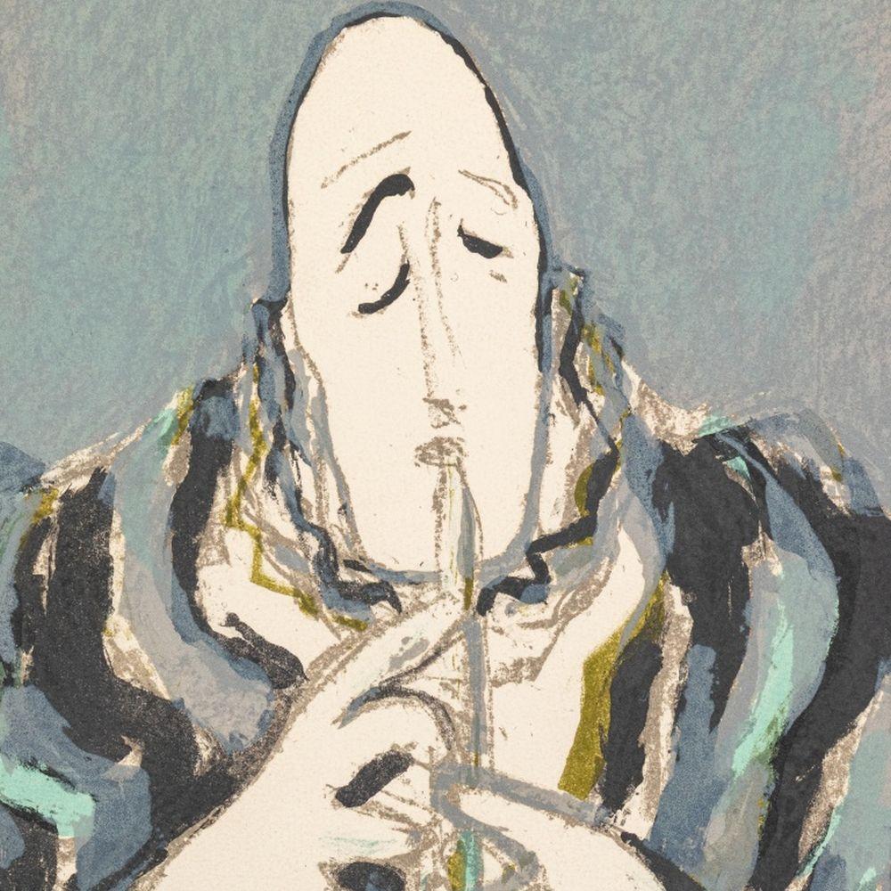 Medrano Clown with Clarinet - Modern Print by Manfred Schwartz