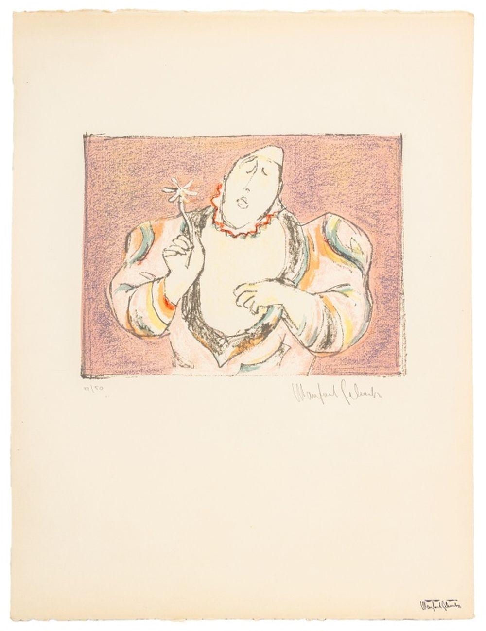 Manfred Schwartz Figurative Print - Medrano Clown with Flower