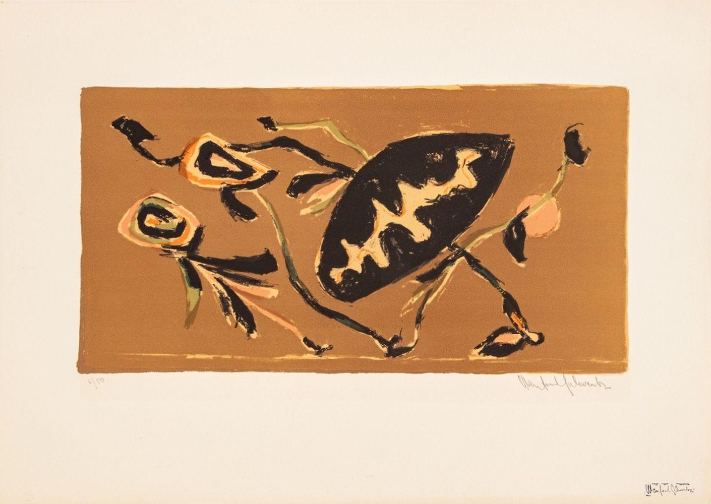 Manfred Schwartz Animal Print - Oriental Kites II in Brown