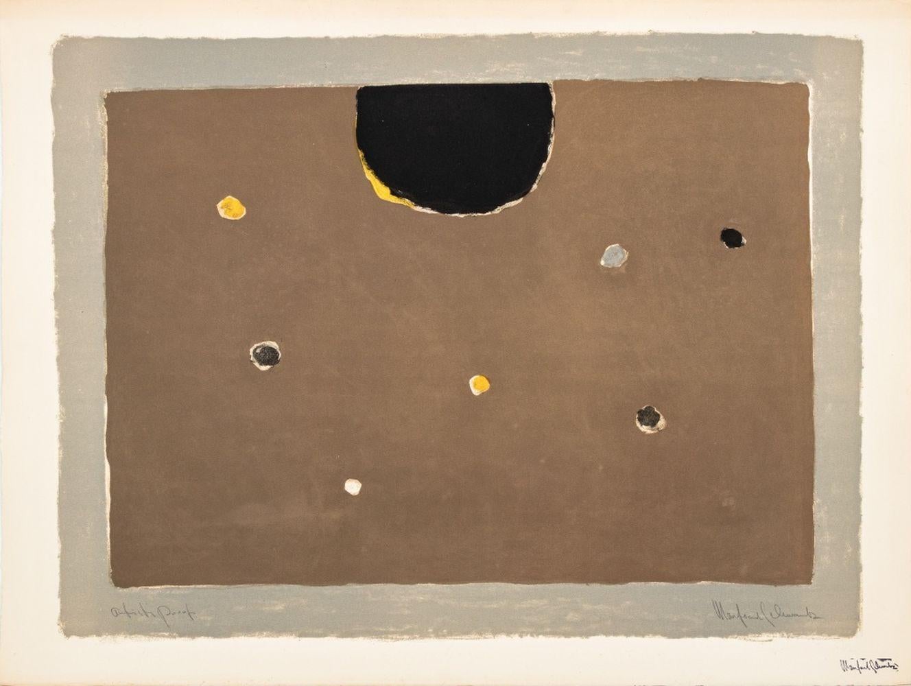 Manfred Schwartz Abstract Print - "Somber Planet"