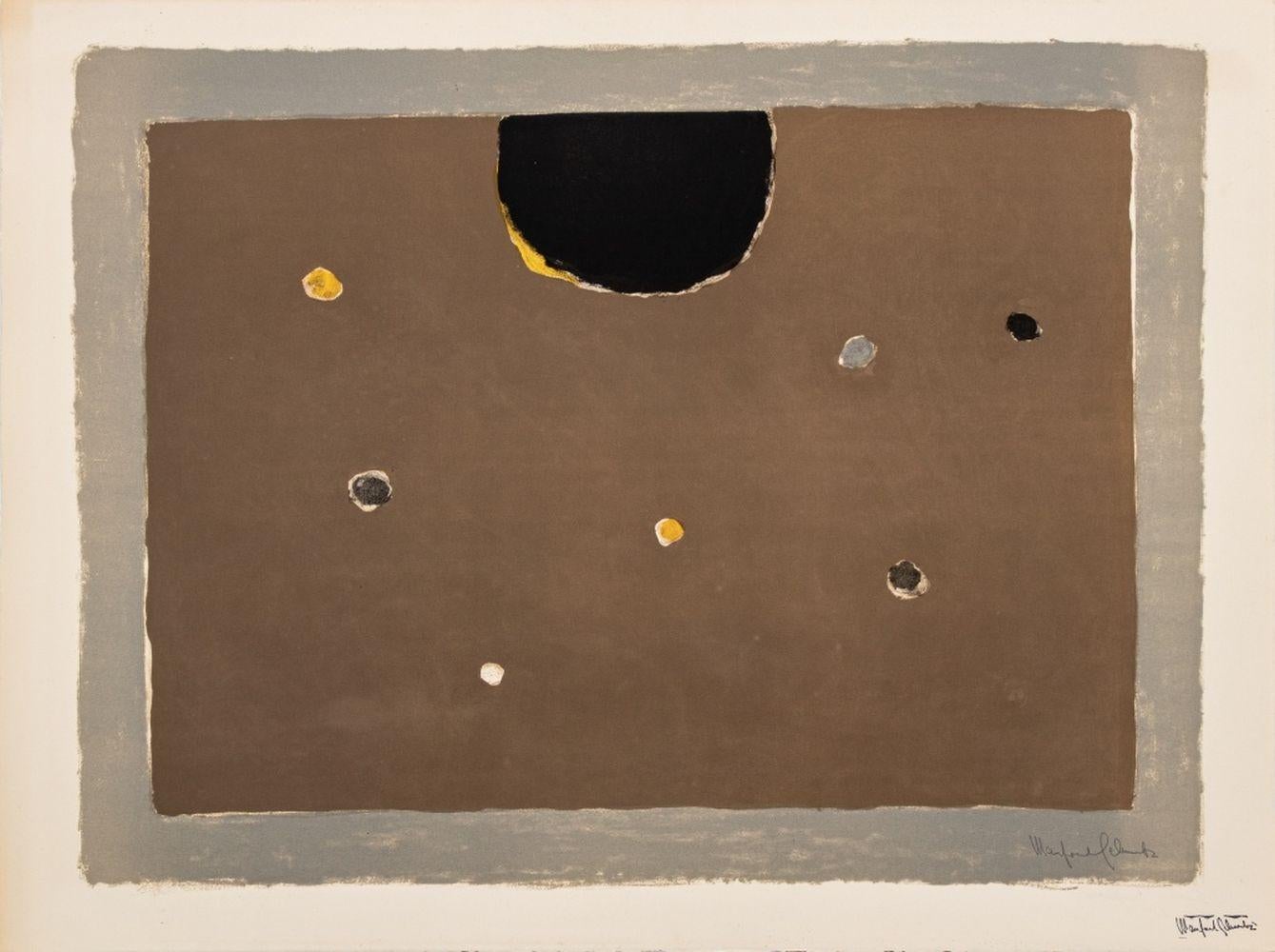 Manfred Schwartz Abstract Print - "Somber Planet"