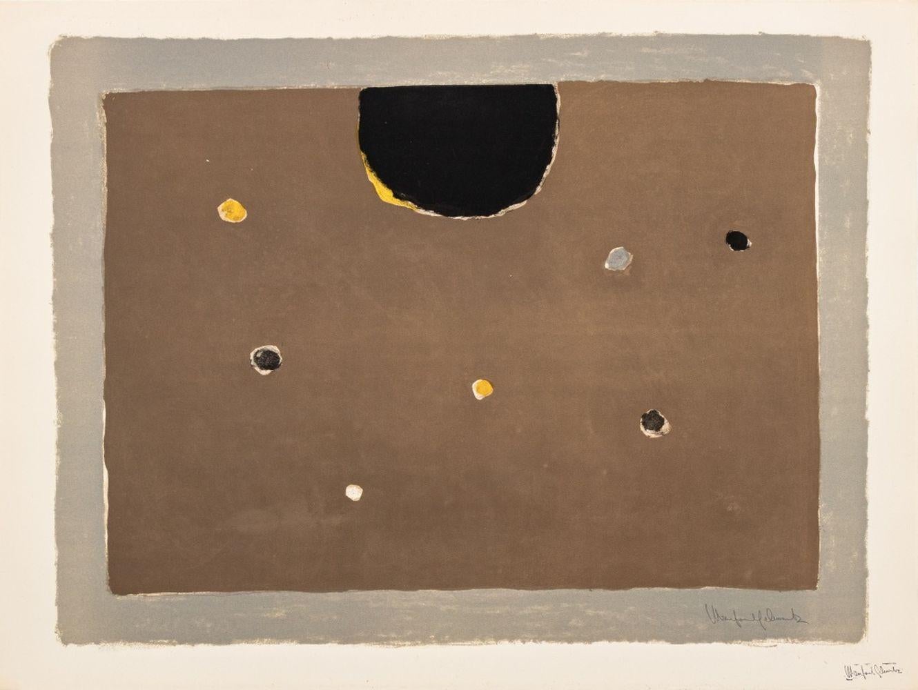 Manfred Schwartz Abstract Print - "Somber Planet"