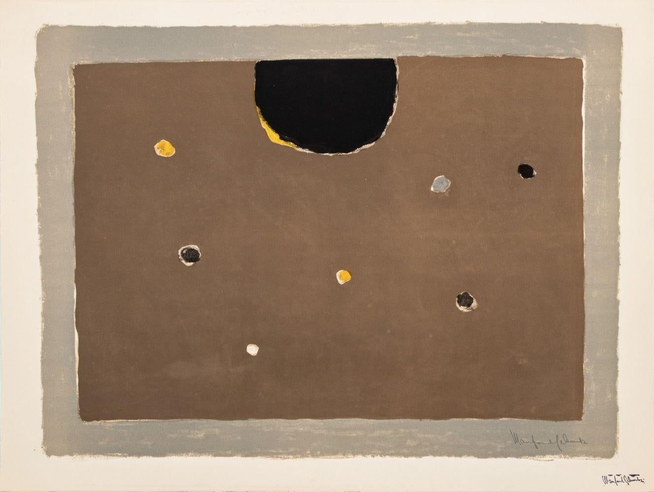 Manfred Schwartz Abstract Print - "Somber Planet"