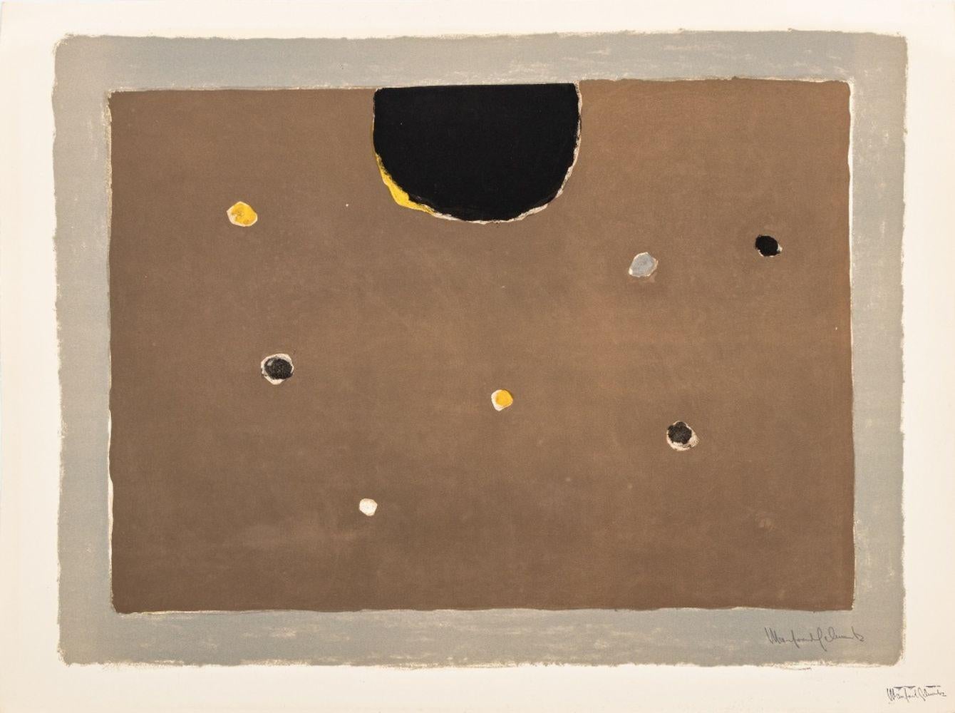 Manfred Schwartz Abstract Print - "Somber Planet"