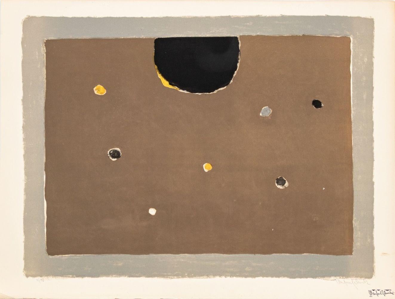 Manfred Schwartz Abstract Print - "Somber Planet"