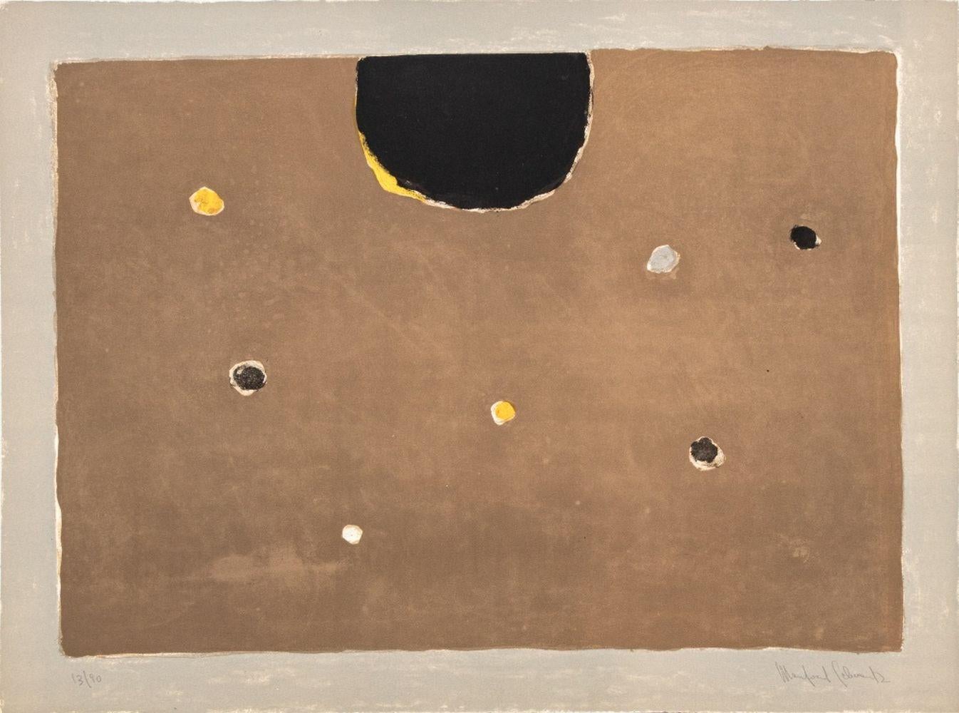 Manfred Schwartz Abstract Print - "Somber Planet"
