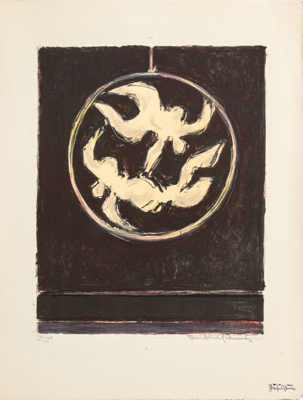 Manfred Schwartz Figurative Print - The Ring in Plum