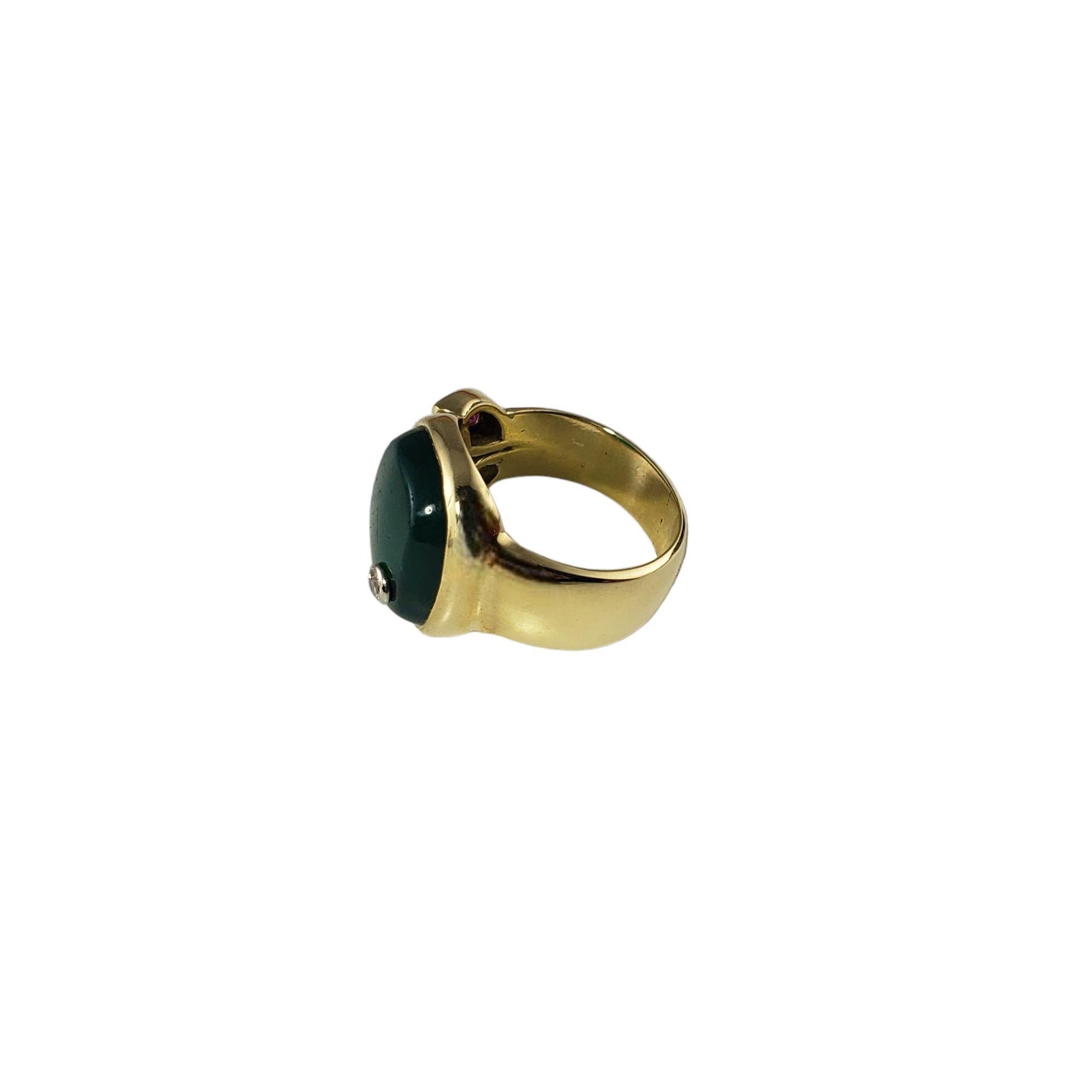 Women's Manfredi 18 Karat Yellow Gold Green Chrysoprase and Diamond Ring For Sale