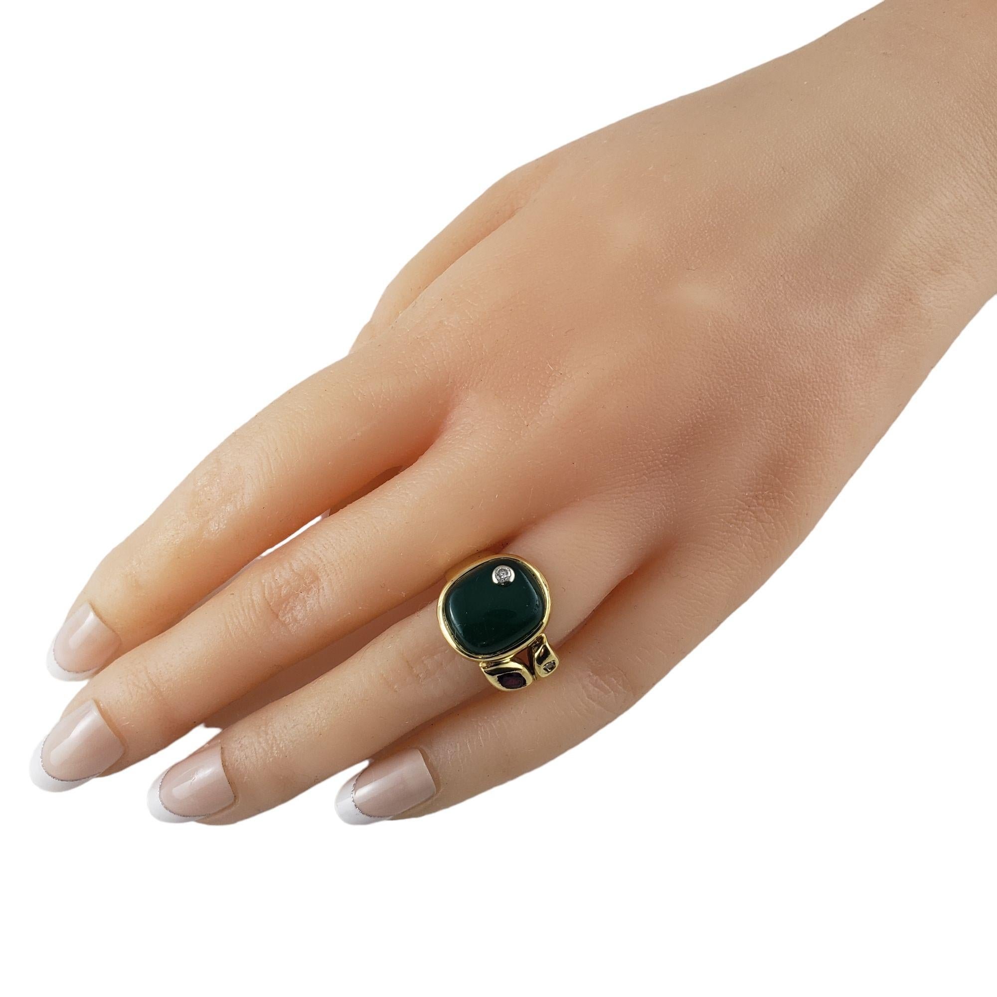 Manfredi 18 Karat Yellow Gold Green Chrysoprase and Diamond Ring For Sale 3