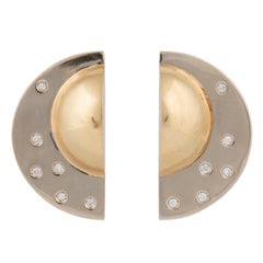 Manfredi 18k Yellow Gold and Diamond Crescent Earrings