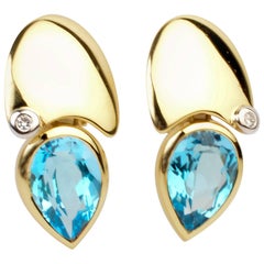 Retro Manfredi Blue Topaz with Diamond Earrings