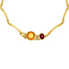 Manfredi Citrine, Garnet and Diamond Yellow Gold Necklace