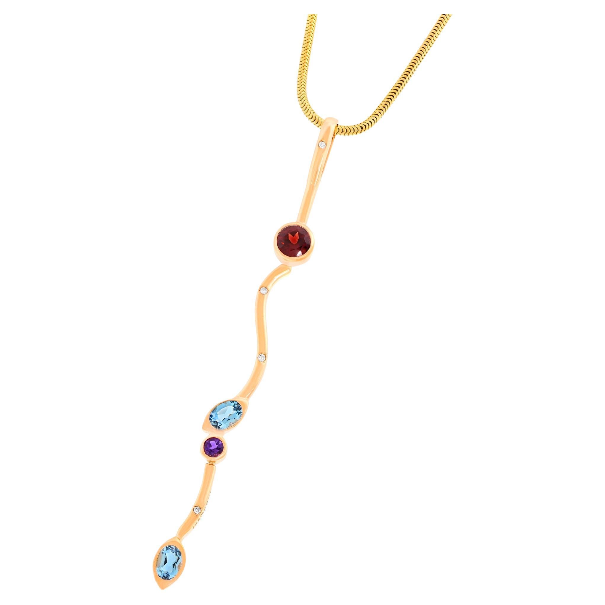 Manfredi Gem-set Gold Pendant For Sale