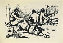 Fishermen – Siebdruck von Manfredo Acerbo – 1970er Jahre