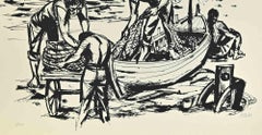 Fishing - Screenprint by Manfredo Acerbo - 1970s