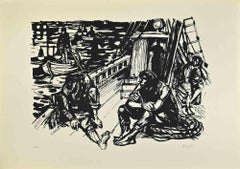 On the Boat – Siebdruck von Manfredo Acerbo – 1970er Jahre
