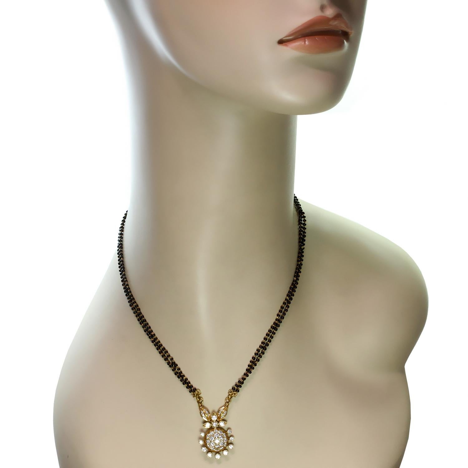brides mangalsutra chain necklace 22karat yellow gold handmade black beaded chain necklace