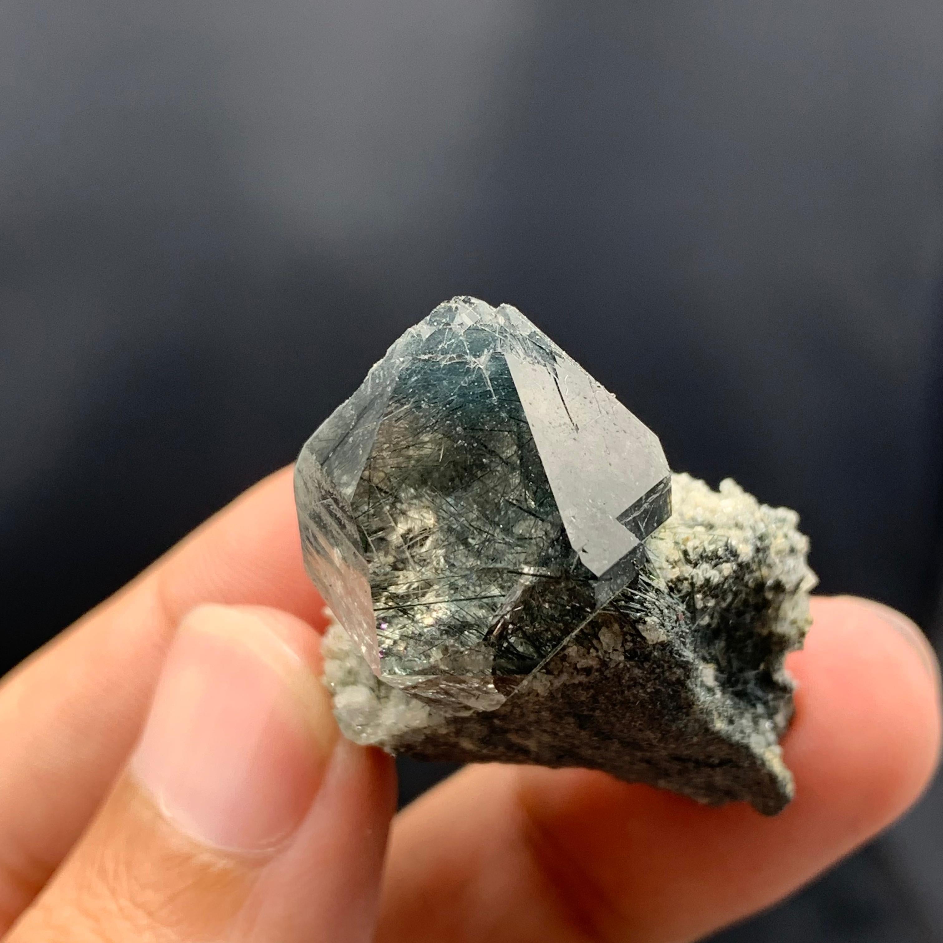 Adam Style Manganeso Riebeckite Rutile Included Blue Quartz Crystal On Matrix For Sale