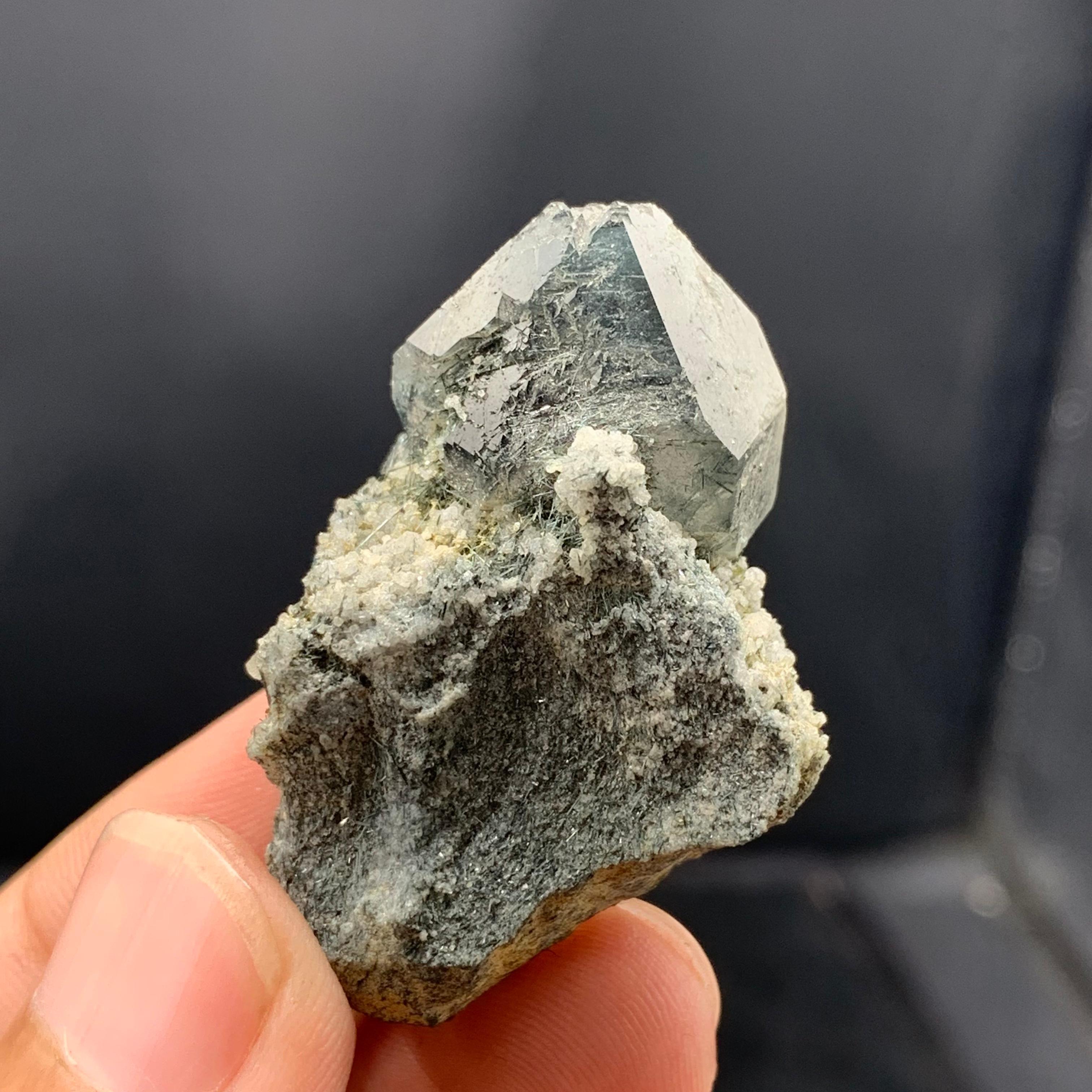 Pakistani Manganeso Riebeckite Rutile Included Blue Quartz Crystal On Matrix For Sale