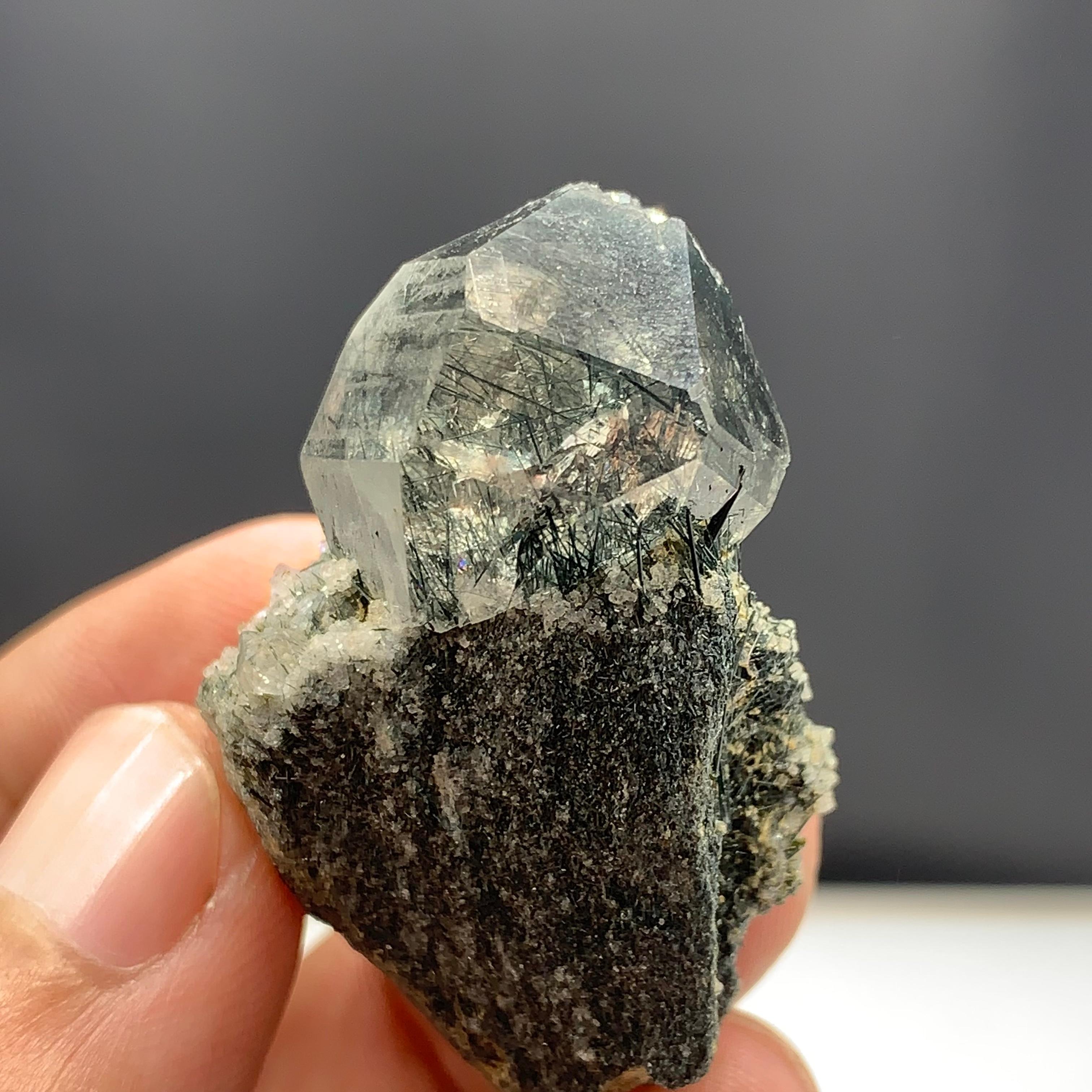 Manganeso Riebeckite Rutile Included Blue Quartz Crystal On Matrix From Pakistan For Sale 8
