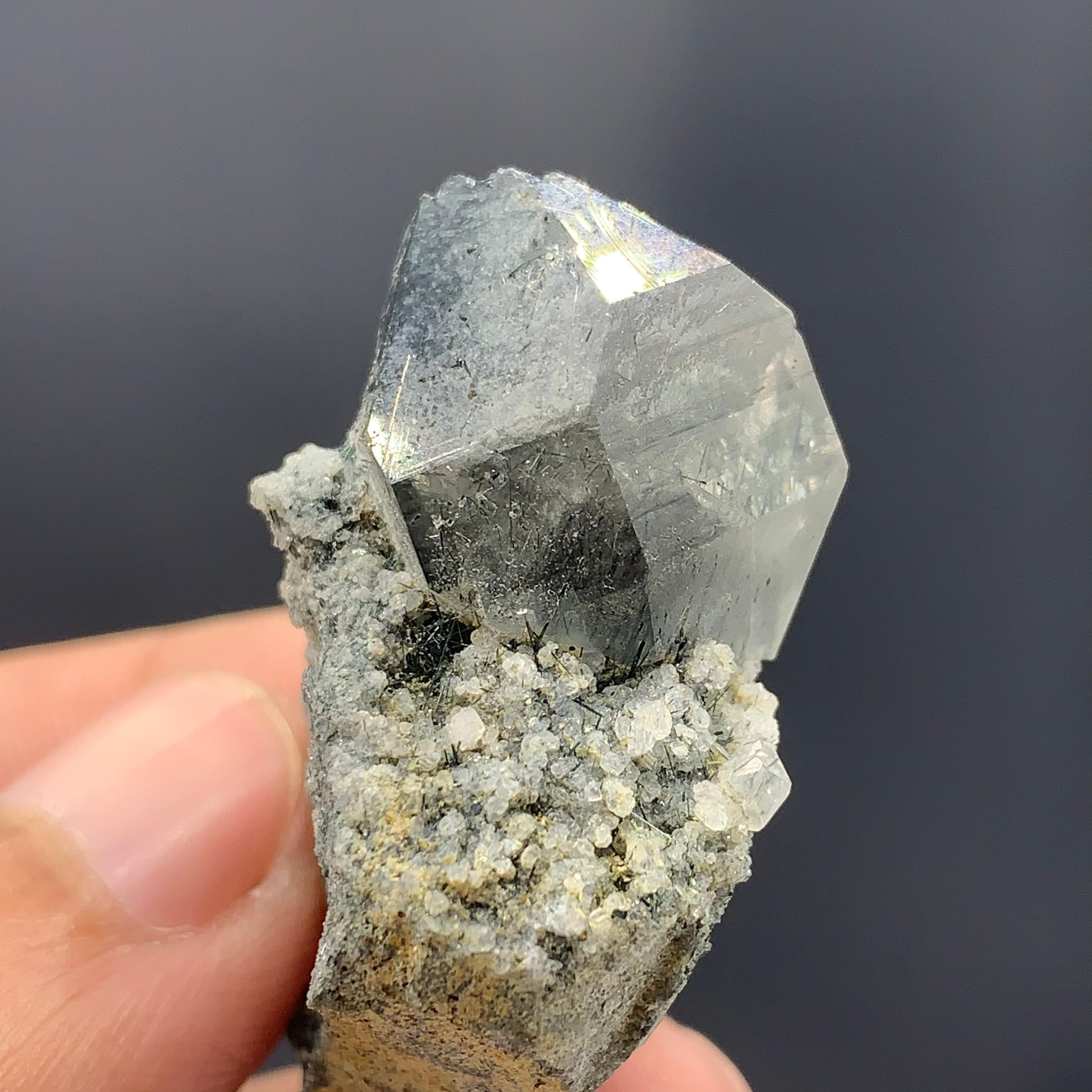 Pakistani Manganeso Riebeckite Rutile Included Blue Quartz Crystal On Matrix From Pakistan For Sale