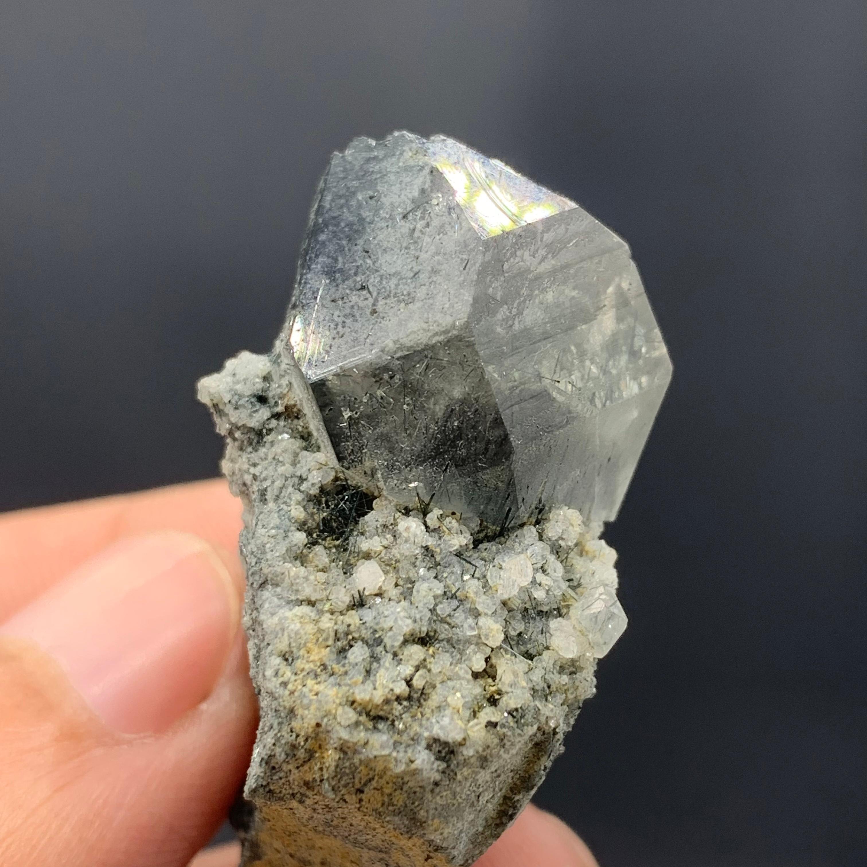 Other Manganeso Riebeckite Rutile Included Blue Quartz Crystal On Matrix From Pakistan For Sale